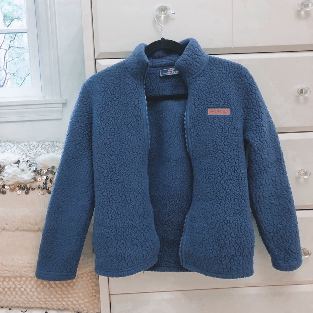 🦕🦋Unisex Navy Fuzzy Vineyard Vines Zip Up M🦋🦕